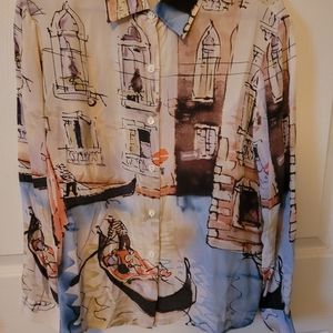 Long sleeve blouse with beautiful print